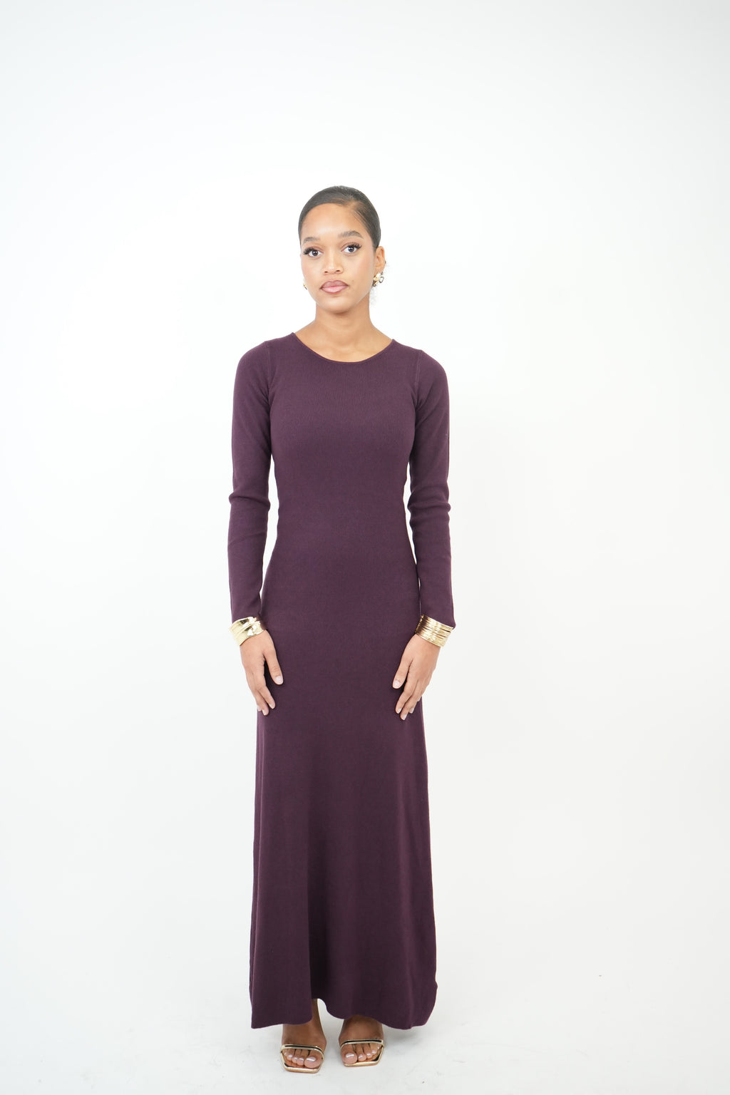 RUTH - Robe pull longue prune