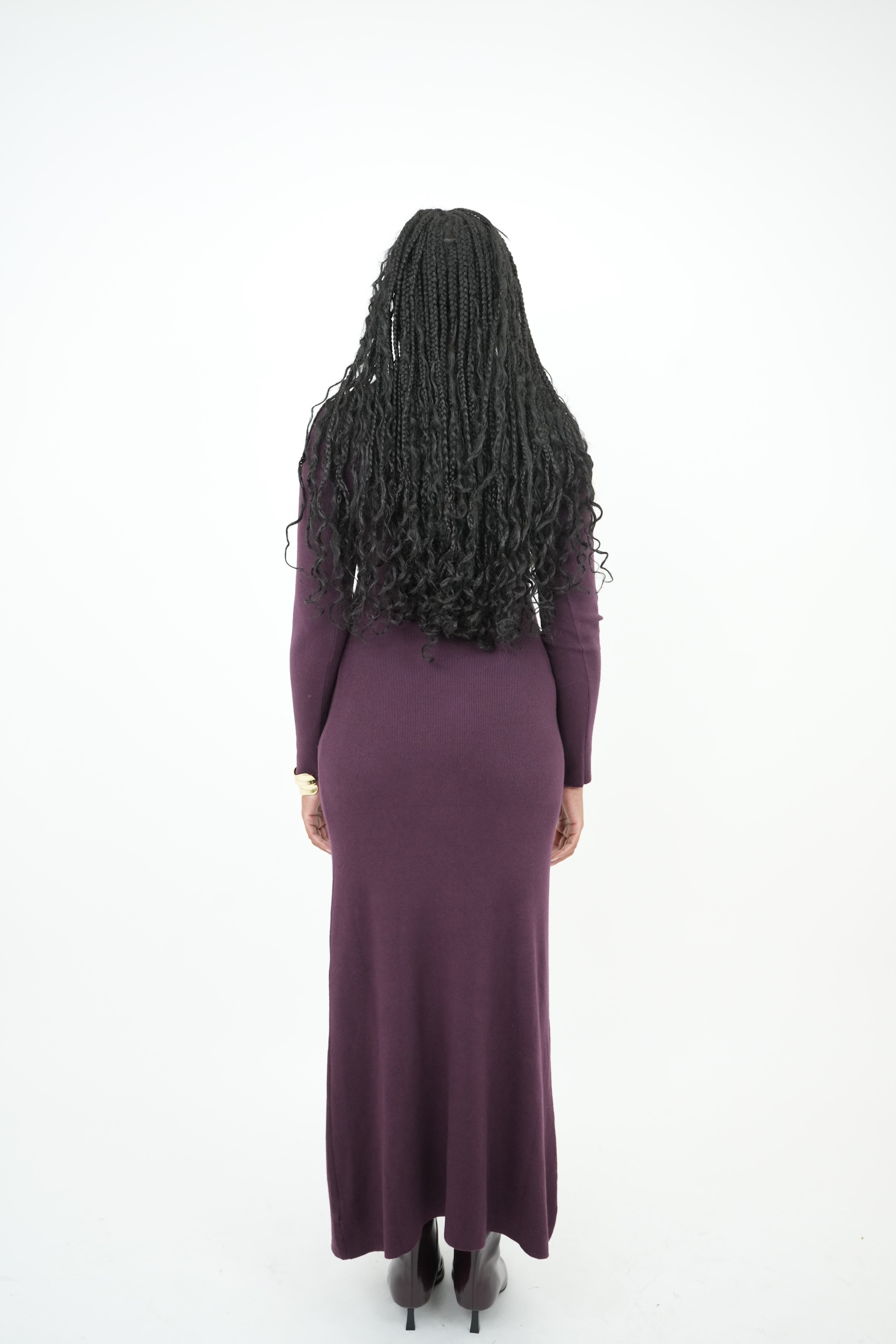 RUTH - Robe pull longue prune