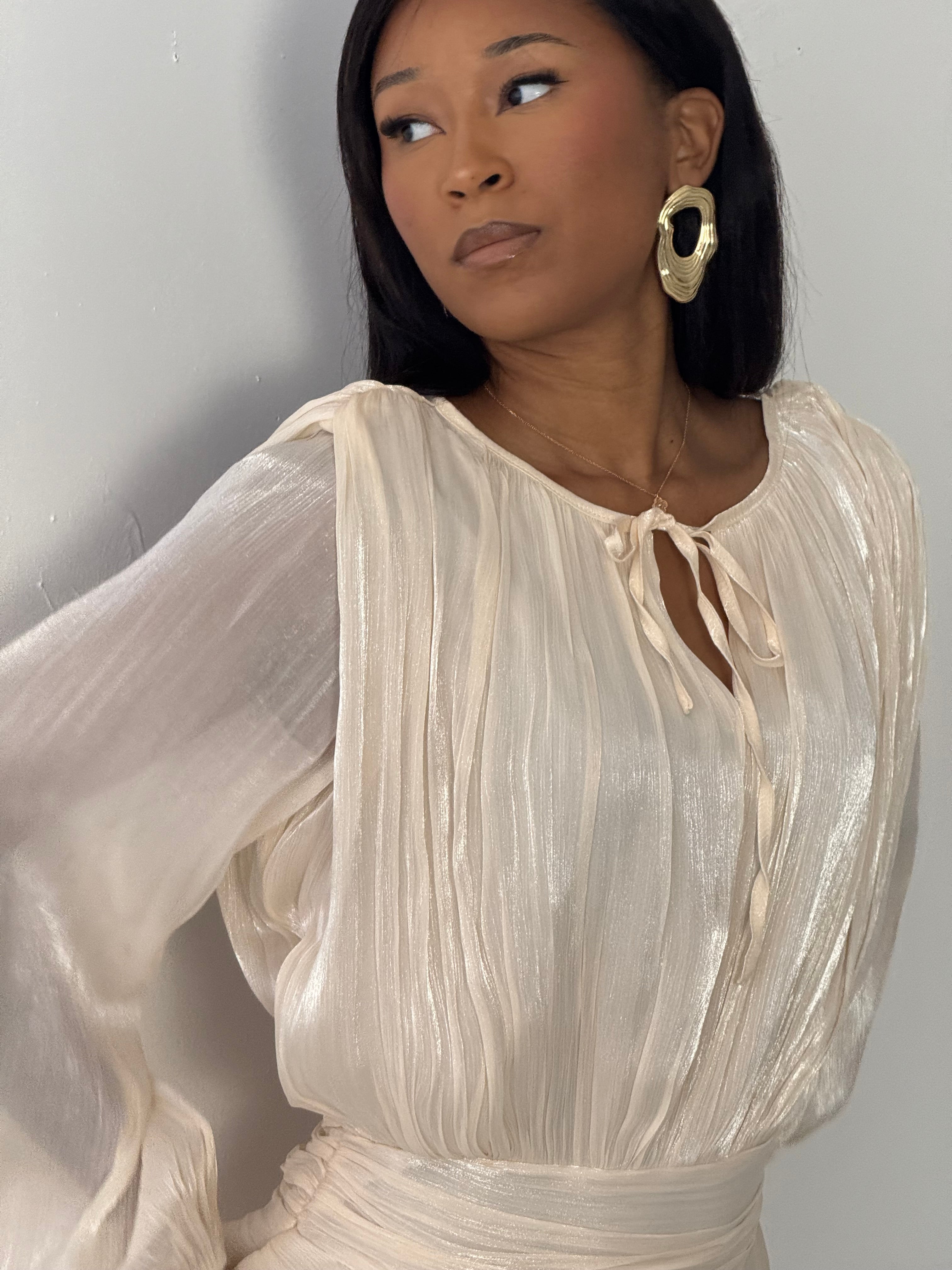 AMBER - Robe mini plissée à volants écru